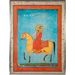 A Mughal painting and 20th century lithograph.