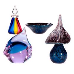 Four pieces of art glass.