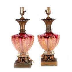 Pair Murano Glass lamps.