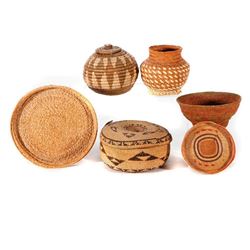 Six Native American baskets.