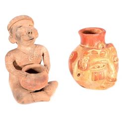 Two Pre-Columbian style pottery pieces.