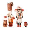 Image 1 : Two kachina dolls and two Mexican terra cottas.