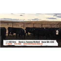 Norm & Tammy McNeil-Pincher Creek, AB  +/- Steers