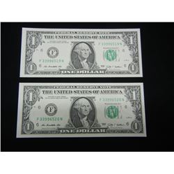 (2) 2009 Consecutive Serial Number Federal Reserve Dollars