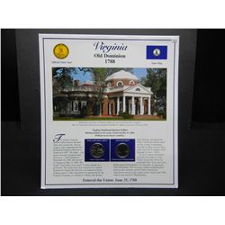 Virginia State Quarters and Stamps  with Informational Holder