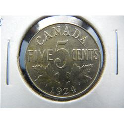1924 Canada 5c.  AU.