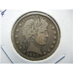 1893 Barber 25c.  VG+.