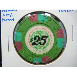 Casino De Isthmus City, Panama.  $25 Token.  Rare.
