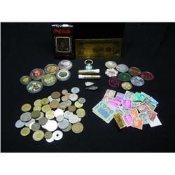 HUGE LOT (19.11 OZ) OF "JUNK DRAWER COLLECTABLES" (SILVER/PROOF TOKENS/VIALS/ARROW HEADS/FOREIGN COI