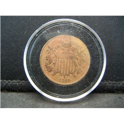 1868 2 cent piece. Fine