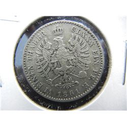 1861 Prussia Silver 1/6 Thaler.