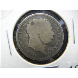 1818 British Shilling. George III. Silver.