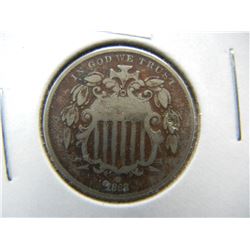 1868 Key date Shield nickel.