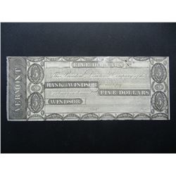 1850s Windsor Vermont $5 note