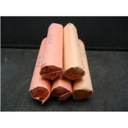 package of 5 rolls 1954-D BU rolls. Has Gotten wet