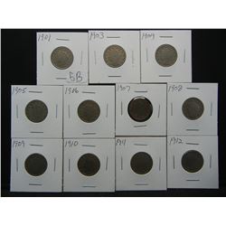 (11) Different Liberty Nickels