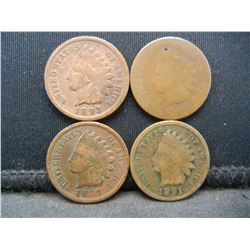 1882, 1891, 1893, 1897, Indian Head Cents