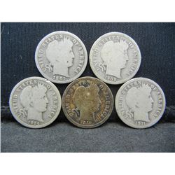 1901, 1908, 1911 D, 1912, 1914 Barber Dimes