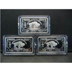 CLAD (3) One Oz. German Silver Buffalo Collector Bars CLAD