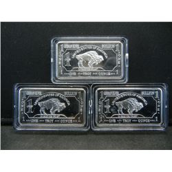 CLAD (3) One Oz. German Silver Buffalo Collector Bars CLAD