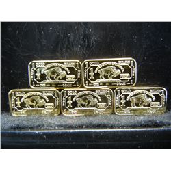 NOT REAL GOLD  (5) One Gram 100 Mills .999 Fine Gold Buffalo Collectors Bars CLAD