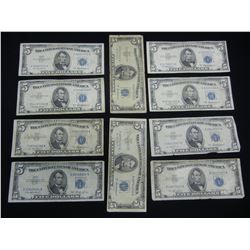 (10) 1953 Five Dollar Silver Certificates