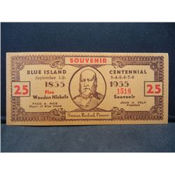1935 Blue Island Centennial Five Wooden Nickels