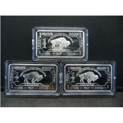 CLAD (3) One Oz. German Silver Buffalo Collector Bars CLAD