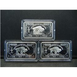 CLAD (3) One Oz. German Silver Buffalo Collector Bars CLAD