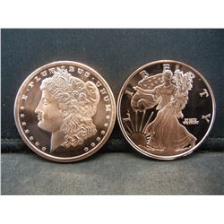 (2) One Oz. Copper Rounds .999