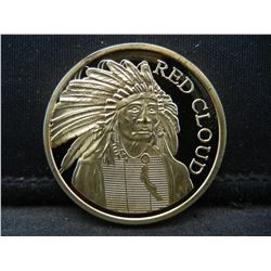 CLAD 1/2 Oz. 100 Mills 24K Gold Red Cloud Medal CLAD