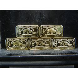 NOT REAL GOLD (5)  One Gram 100 Mills .999 Gold Buffalo Collector Bars CLAD