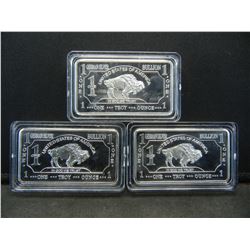 CLAD (3) One Oz. German Silver Buffalo Collector Bars CLAD