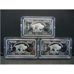 CLAD (3) One Oz. German Silver Buffalo Collector Bars CLAD