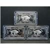 Image 1 : CLAD (3) One Oz. German Silver Buffalo Collector Bars CLAD