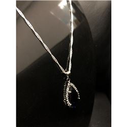 Stunning Mounted Tanzanite Pendant On 925 Sterling Silver Twist Link Chain