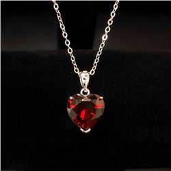 Natural Heart Fire Red Garnet Gemstone Necklace Pendant