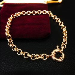 14K Yellow Gold Plated Belcher Bolt Ring Chain Bracelet