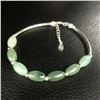 Image 1 : 925 Sterling Silver Natural Oval Green Jade Bangle