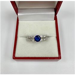 Ladies 2.62 Carat Deep Blue Sapphire with 925 Sterling Silver Ring