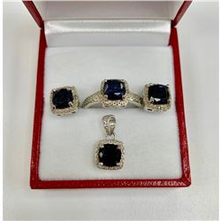 Ladies Opaque Blue Sapphire 2.45kt Jewelry Set
