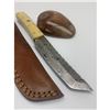 Image 2 : 8 1/2" Inlaid Bone Handle Damascus Shive With Stitched