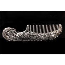 Tibetan Silver Chinese Dragon Comb