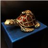Image 1 : Enameled Mother & Baby Turtle Ring Box With Blue Semi