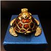 Image 3 : Enameled Mother & Baby Turtle Ring Box With Blue Semi