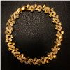Image 1 : Heart Leaf Link Chain Bracelet Solid 24k Yellow Gold Filled
