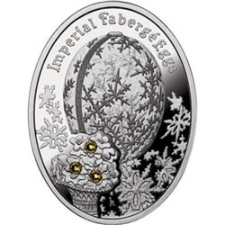 2012 Poland Mint "Winter Egg" Imperial Faberge Egg - Proof Silver Coin w/ Swarovski Crystals