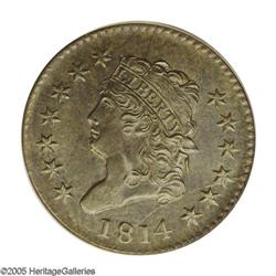 1814 1C Plain 4 MS65 Brown PCGS. S-295, R.1. Steel-blu 1814[1C] Plain 4 MS65 Brown PCGS.