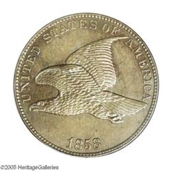 1858 1C Large Letters PR66 NGC. An incredibly rare sma 1858[1C] Large Letters PR66 NGC.