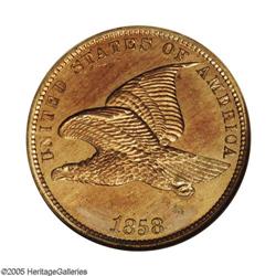 1858 1C Small Letters PR65 Cameo NGC. High Leaves Reve 1858[1C] Small Letters PR65 Cameo NGC.